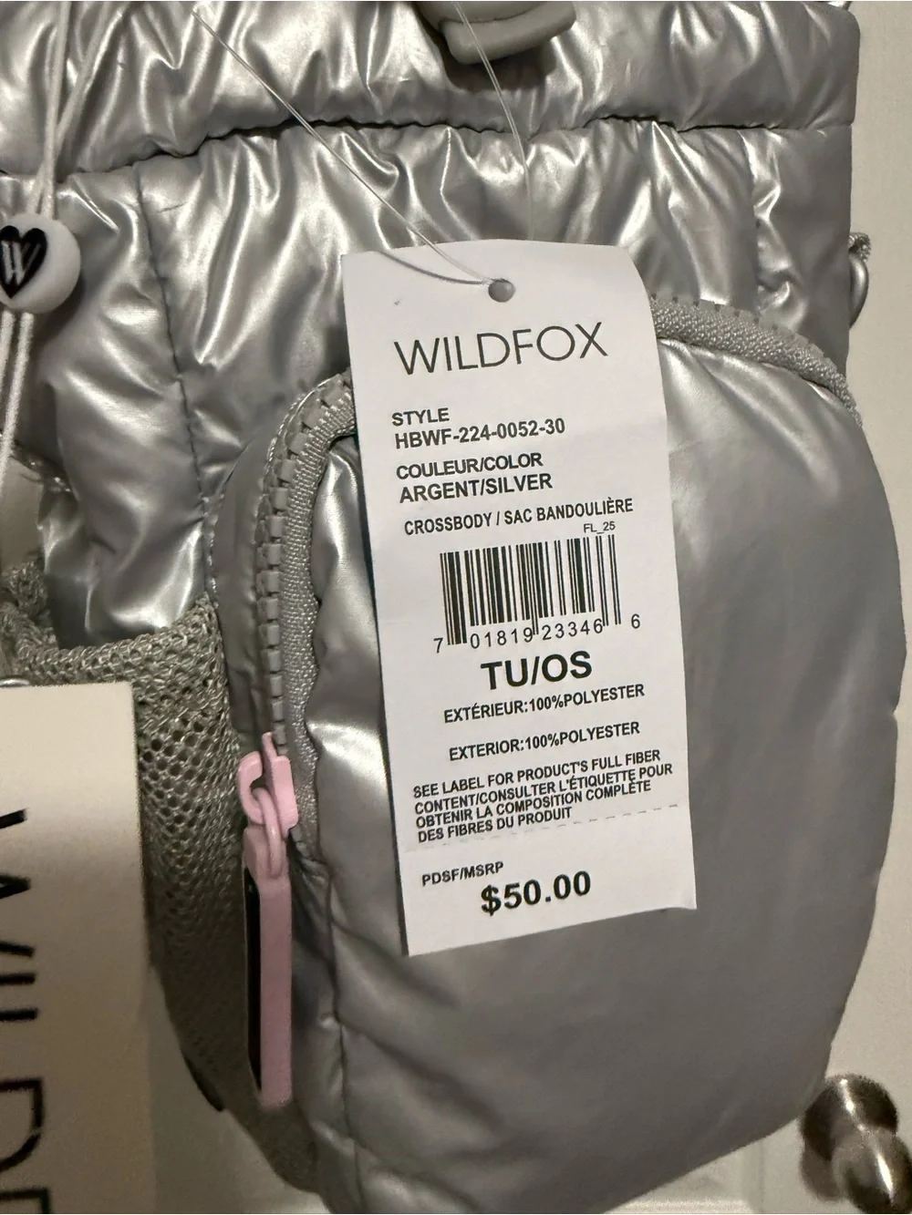 Wildfox Silver Puffer Crossbody Bag
